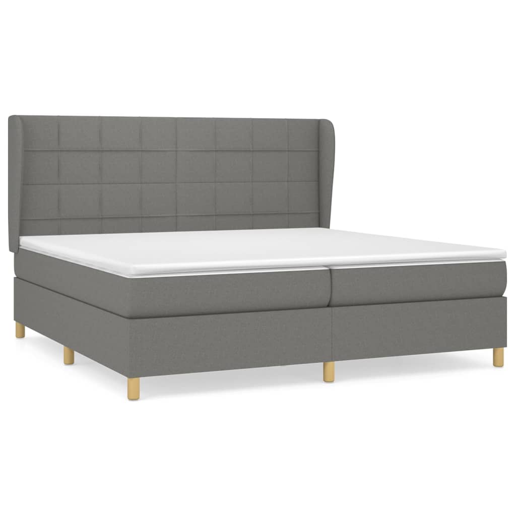 vidaXL Cama com molas/colchão 200x200 cm tecido cinzento-escuro