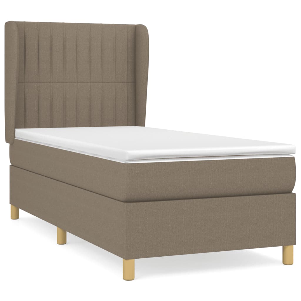 vidaXL Cama com molas/colchão 90x190 cm tecido castanho-acinzentado