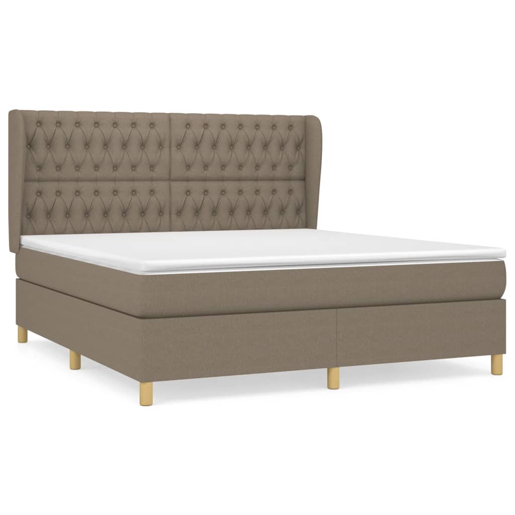vidaXL Cama com molas/colchão 180x200 cm tecido castanho-acinzentado