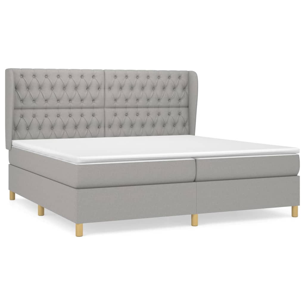 vidaXL Cama com molas/colchão 200x200 cm tecido cinza-claro