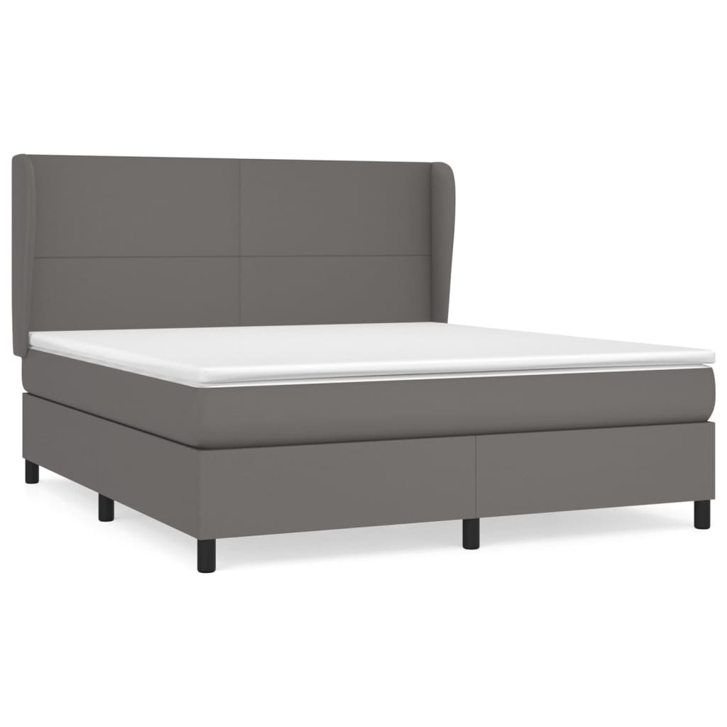 vidaXL Cama com molas/colchão 160x200 cm couro artificial cinzento
