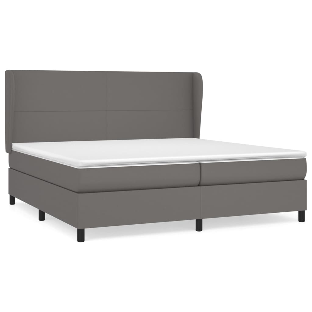 vidaXL Cama com molas/colchão 200x200 cm couro artificial cinzento