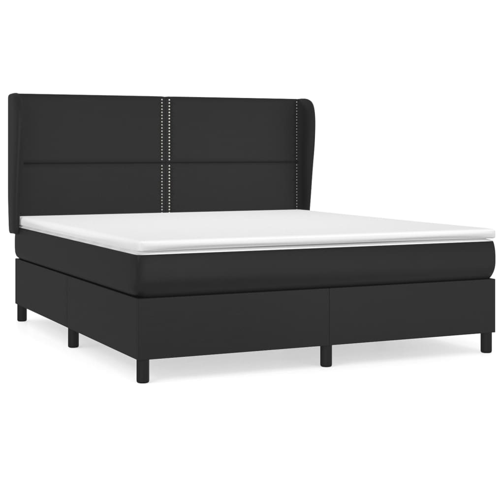 vidaXL Cama com molas/colchão 180x200 cm couro artificial preto