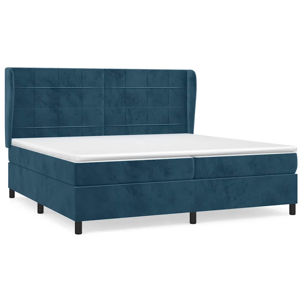 vidaXL Cama com molas/colchão 200x200 cm veludo azul-escuro