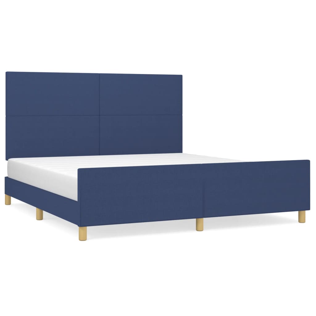 vidaXL Estrutura de cama sem colchão 180x200 cm tecido azul