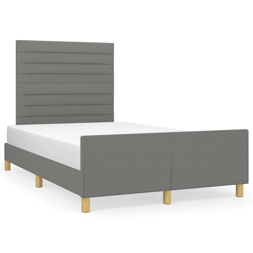 vidaXL Estrutura de cama sem colchão 120x200 cm tecido cinzento-escuro