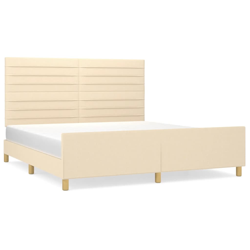vidaXL Estrutura de cama sem colchão 180x200 cm tecido cor creme
