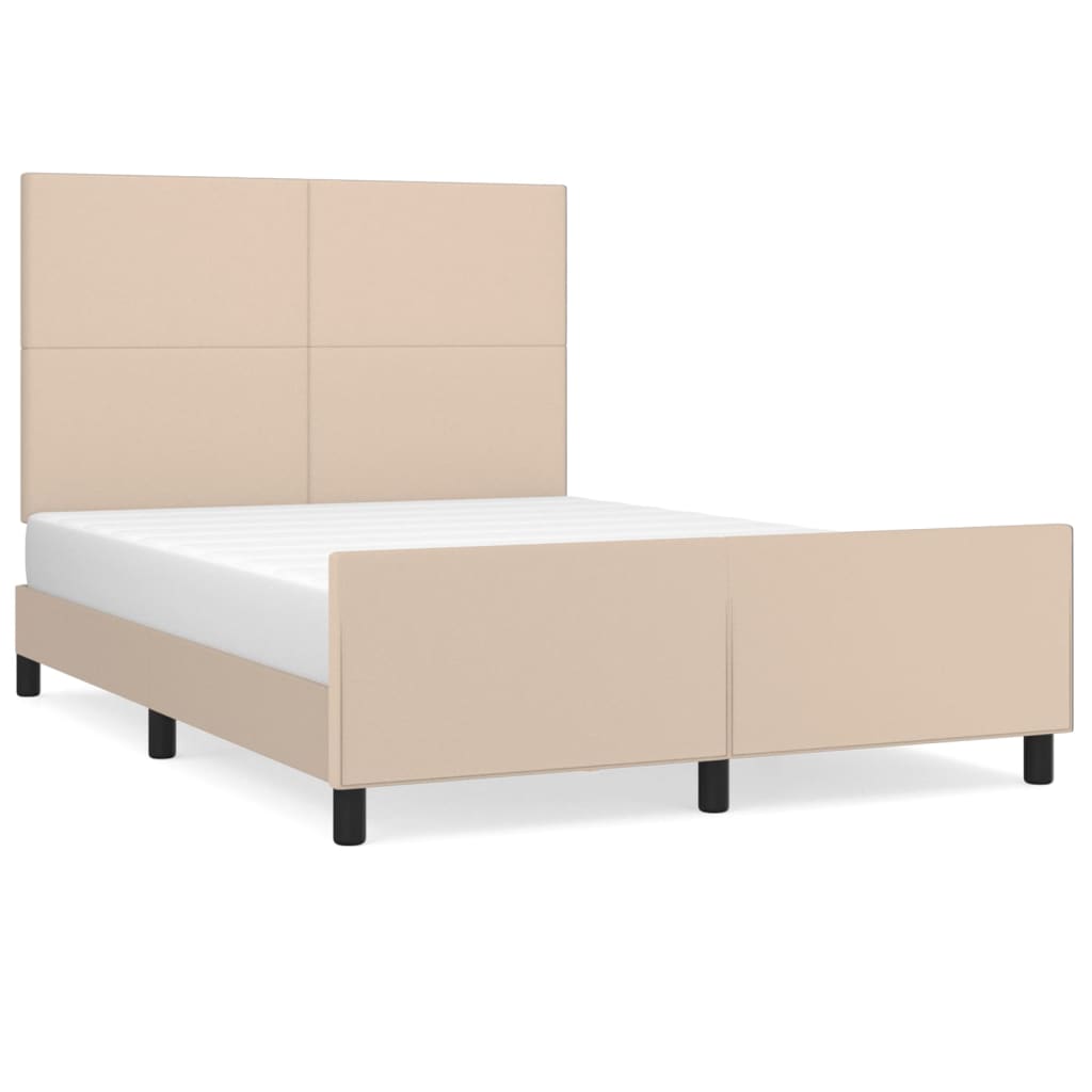 vidaXL Estrutura cama c/ cabeceira couro artif. 140x190 cm cappuccino