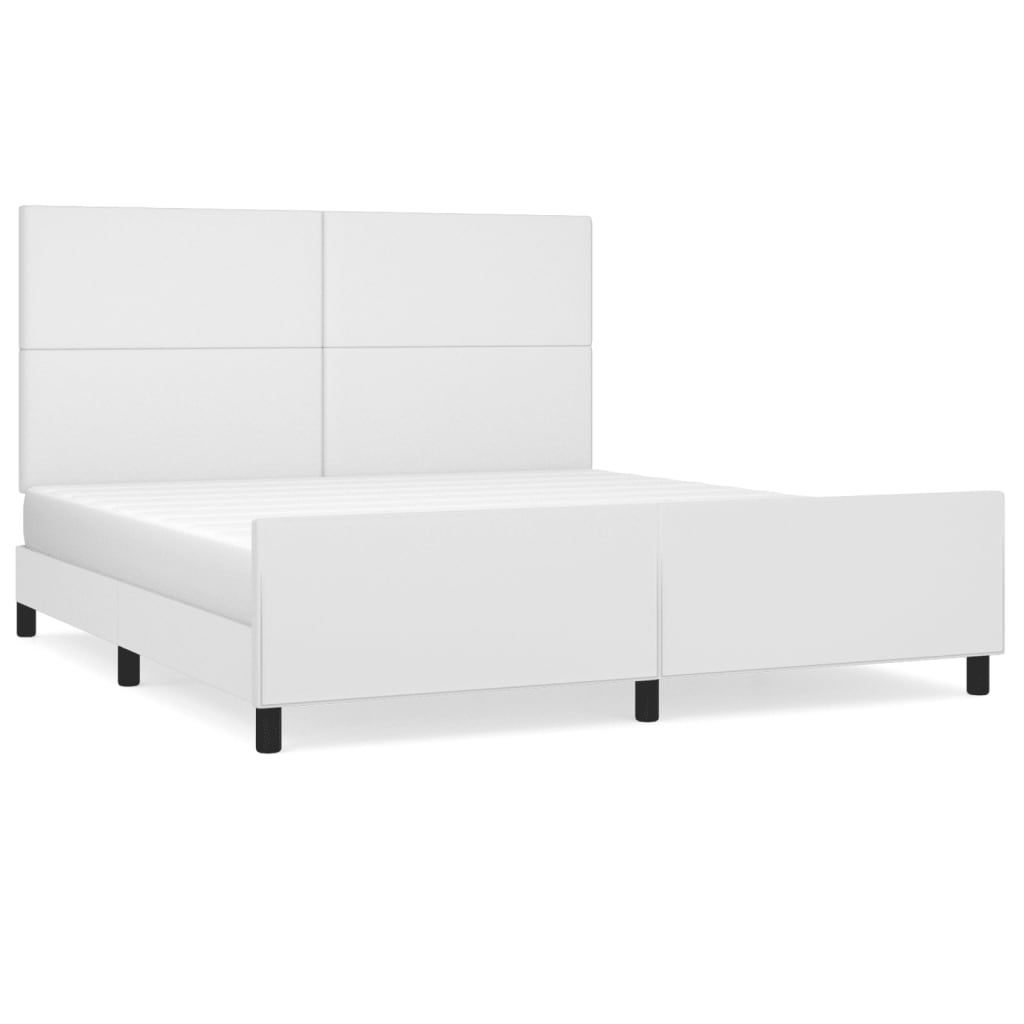 vidaXL Estrutura cama c/ cabeceira 160x200 cm couro artificial branco