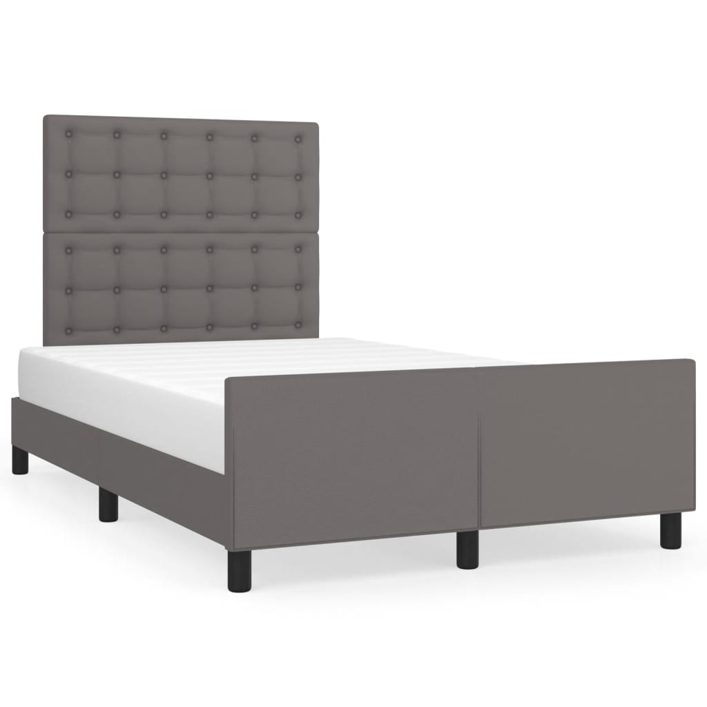 vidaXL Estrutura cama c/ cabeceira 120x200cm couro artificial cinzento