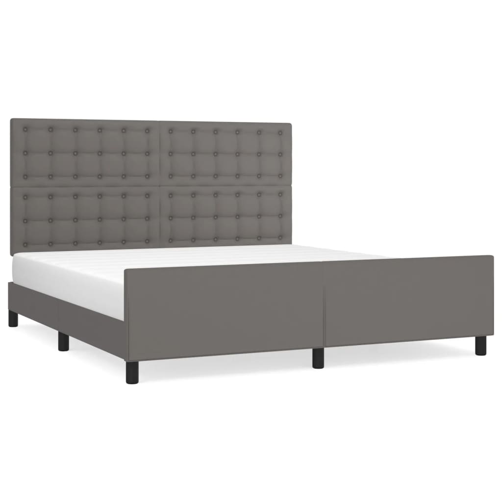 vidaXL Estrutura cama c/ cabeceira couro artificial 160x200cm cinzento