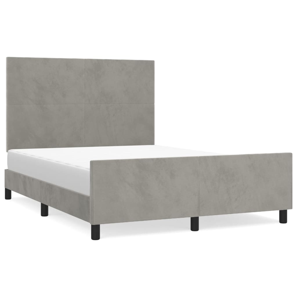 vidaXL Estrutura de cama sem colchão 140x190 cm veludo cinzento-claro