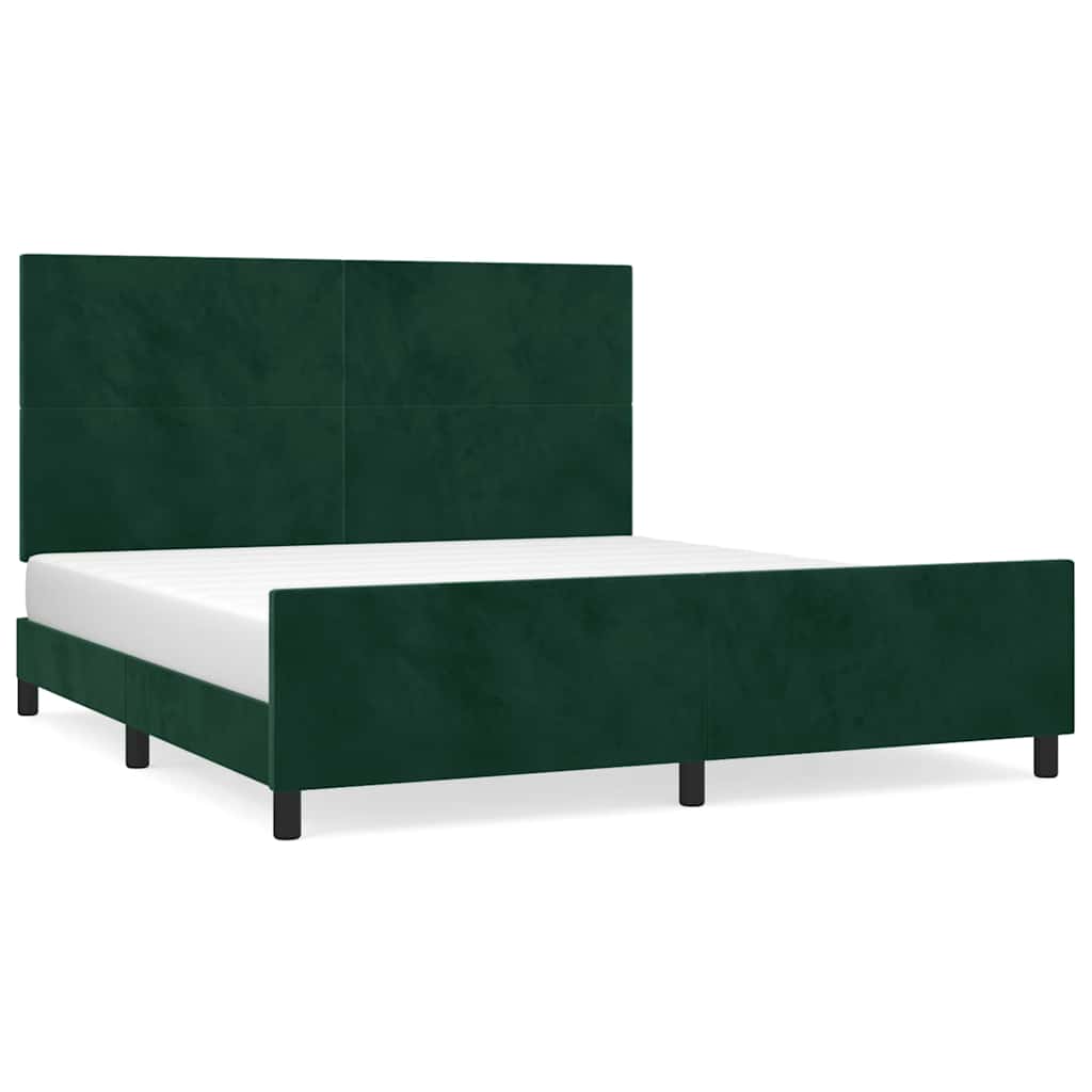 vidaXL Estrutura de cama sem colchão 160x200 cm veludo verde-escuro