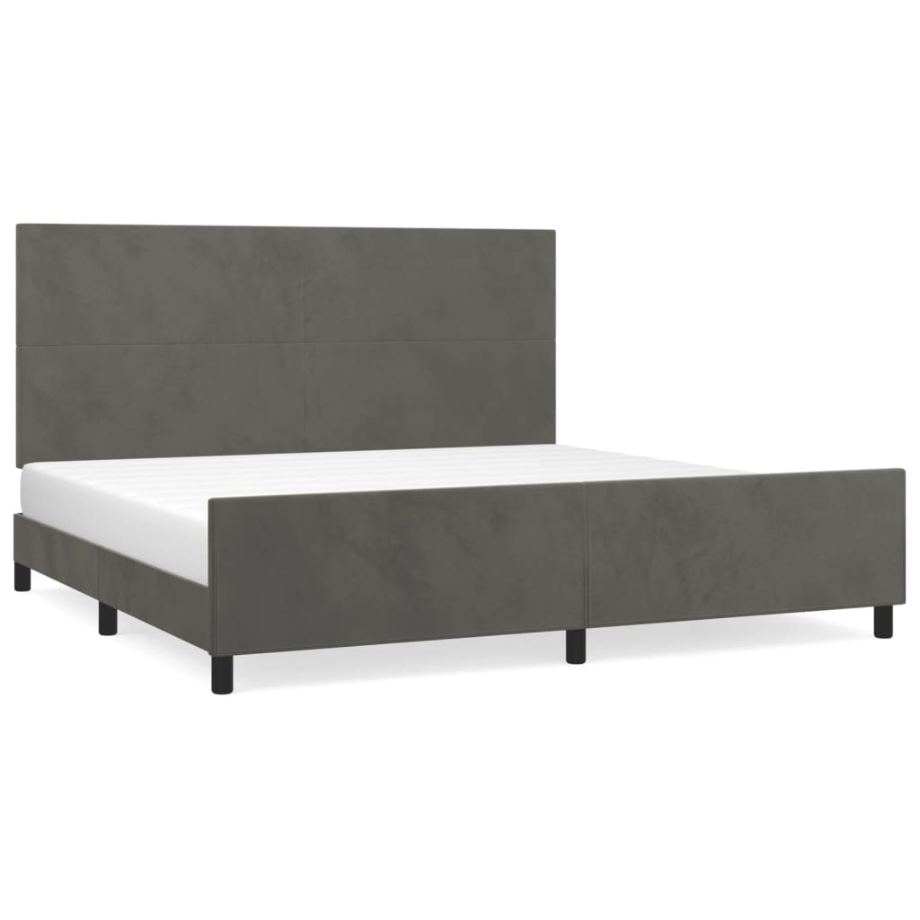 vidaXL Estrutura de cama sem colchão 200x200 cm veludo cinzento-escuro