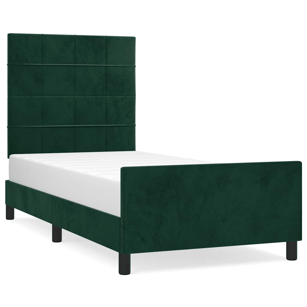 vidaXL Estrutura de cama sem colchão 120x200 cm veludo verde-escuro