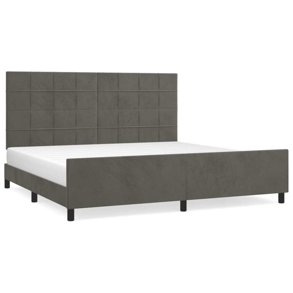 vidaXL Estrutura de cama sem colchão 200x200 cm veludo cinzento-escuro