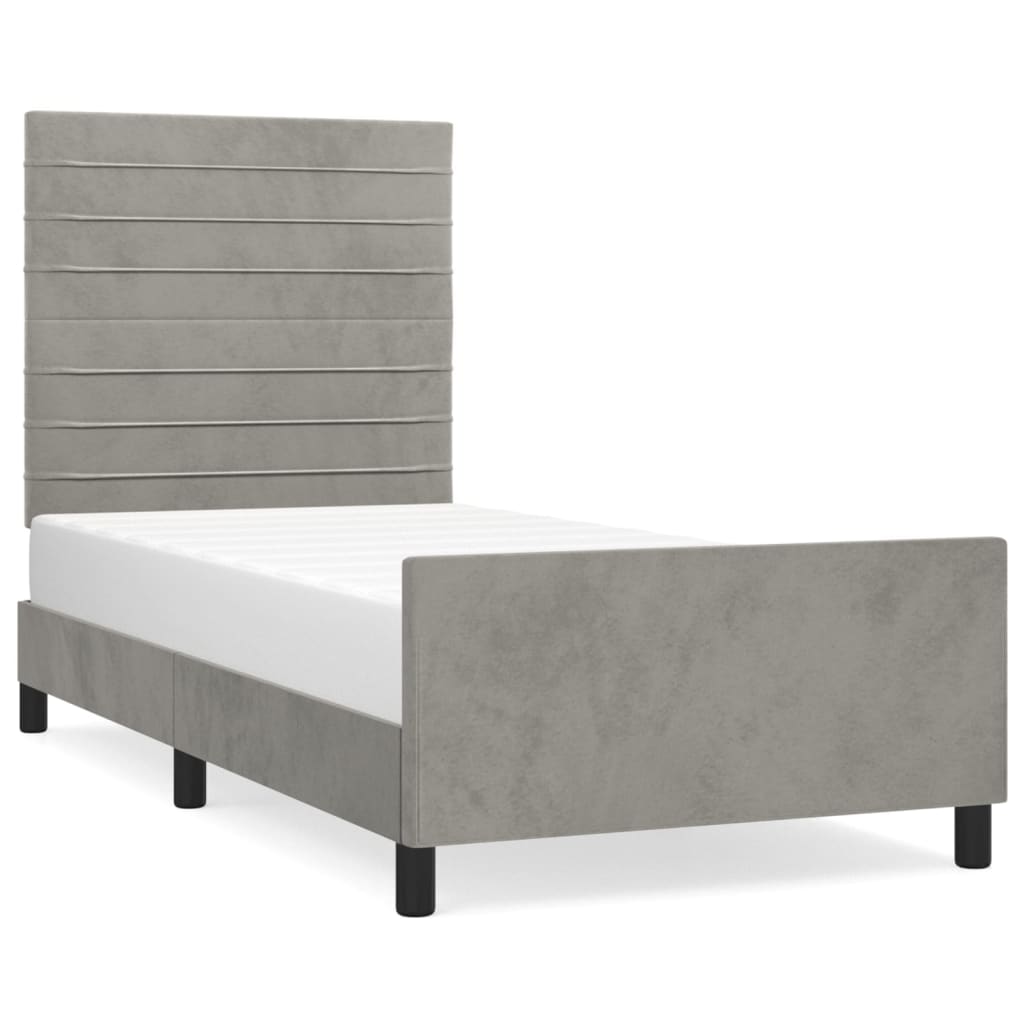 vidaXL Estrutura de cama sem colchão 90x190 cm veludo cinzento-claro