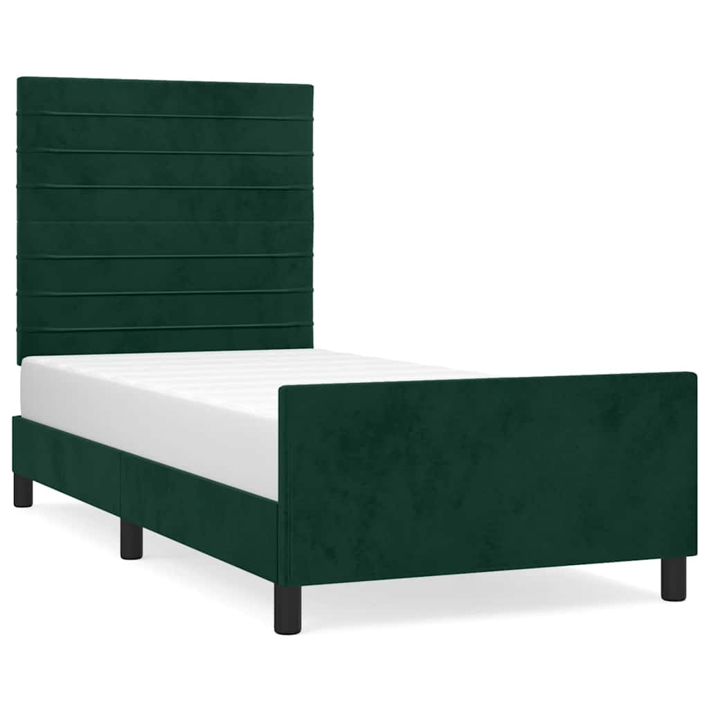 vidaXL Estrutura de cama sem colchão 90x200 cm veludo verde-escuro