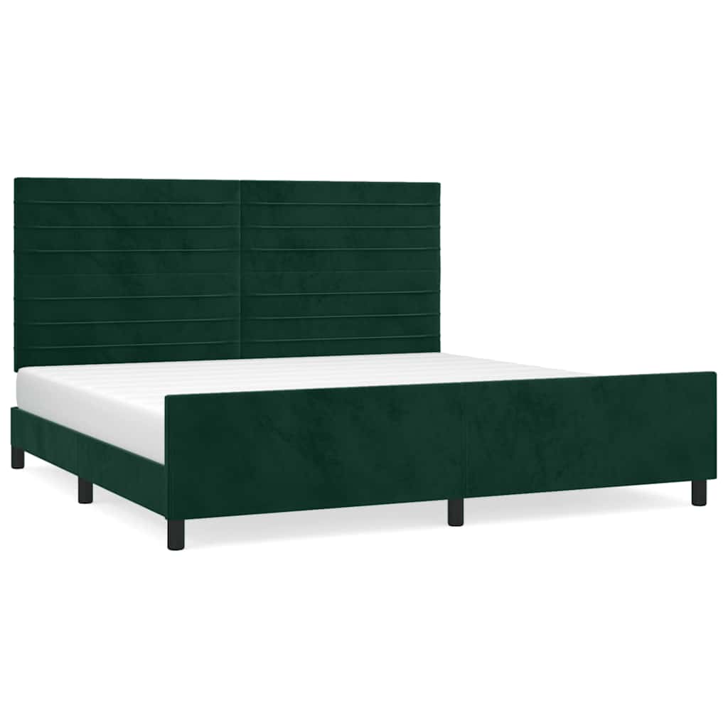 vidaXL Estrutura de cama sem colchão 200x200 cm veludo verde-escuro