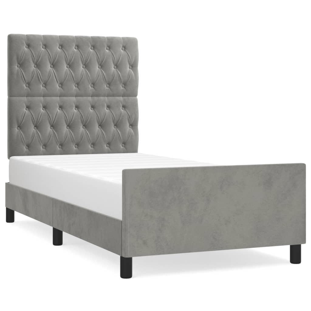 vidaXL Estrutura de cama sem colchão 90x200 cm veludo cinzento-claro