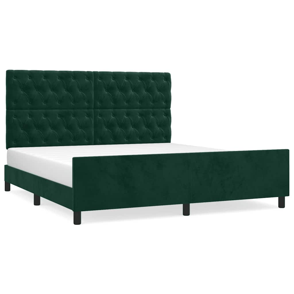 vidaXL Estrutura de cama sem colchão 160x200 cm veludo verde-escuro