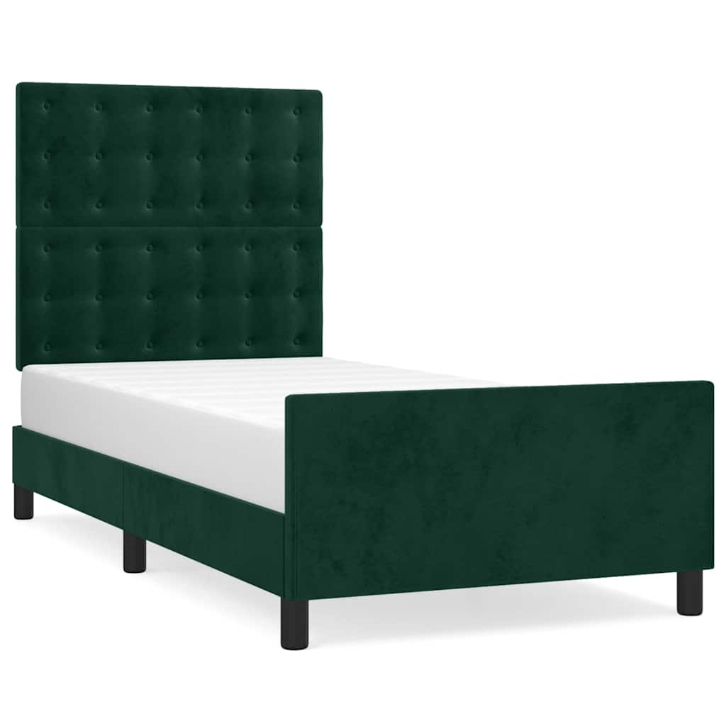 vidaXL Estrutura de cama sem colchão 90x200 cm veludo verde-escuro