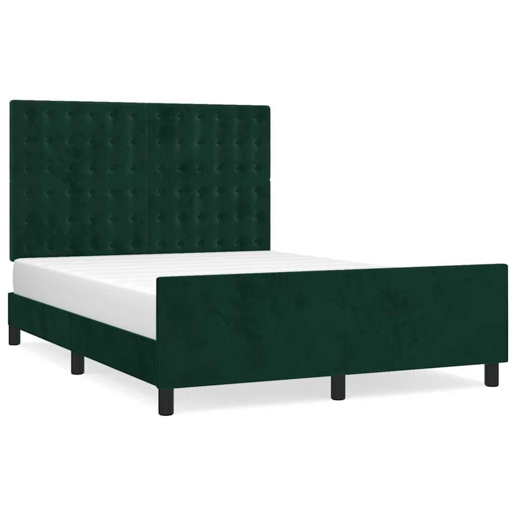 vidaXL Estrutura de cama sem colchão 140x200 cm veludo verde-escuro