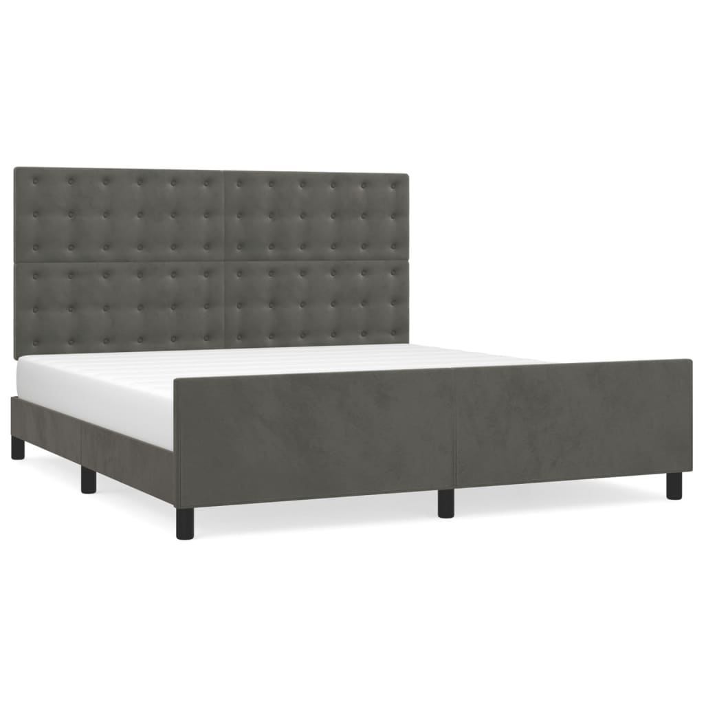 vidaXL Estrutura de cama sem colchão 160x200 cm veludo cinzento-escuro