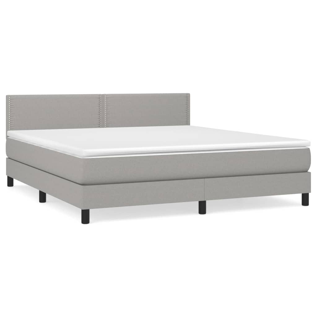 vidaXL Cama com molas/colchão 180x200 cm tecido cinzento-claro