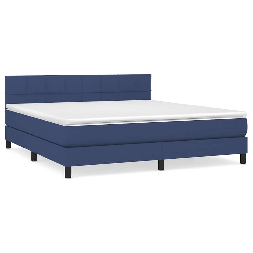 vidaXL Cama com molas/colchão 160x200 cm tecido azul