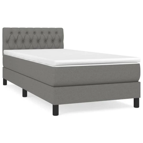 vidaXL Cama com Molas/colchão 90x190 cm Tecido Cinza-escuro - 496192486