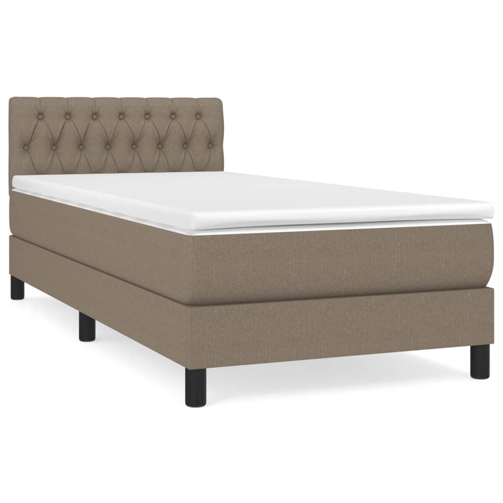 vidaXL Cama com molas/colchão 100x200 cm tecido cinza-acastanhado