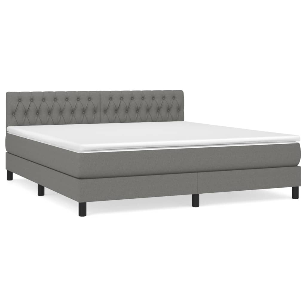 vidaXL Cama com molas/colchão 180x200 cm tecido cinzento-escuro