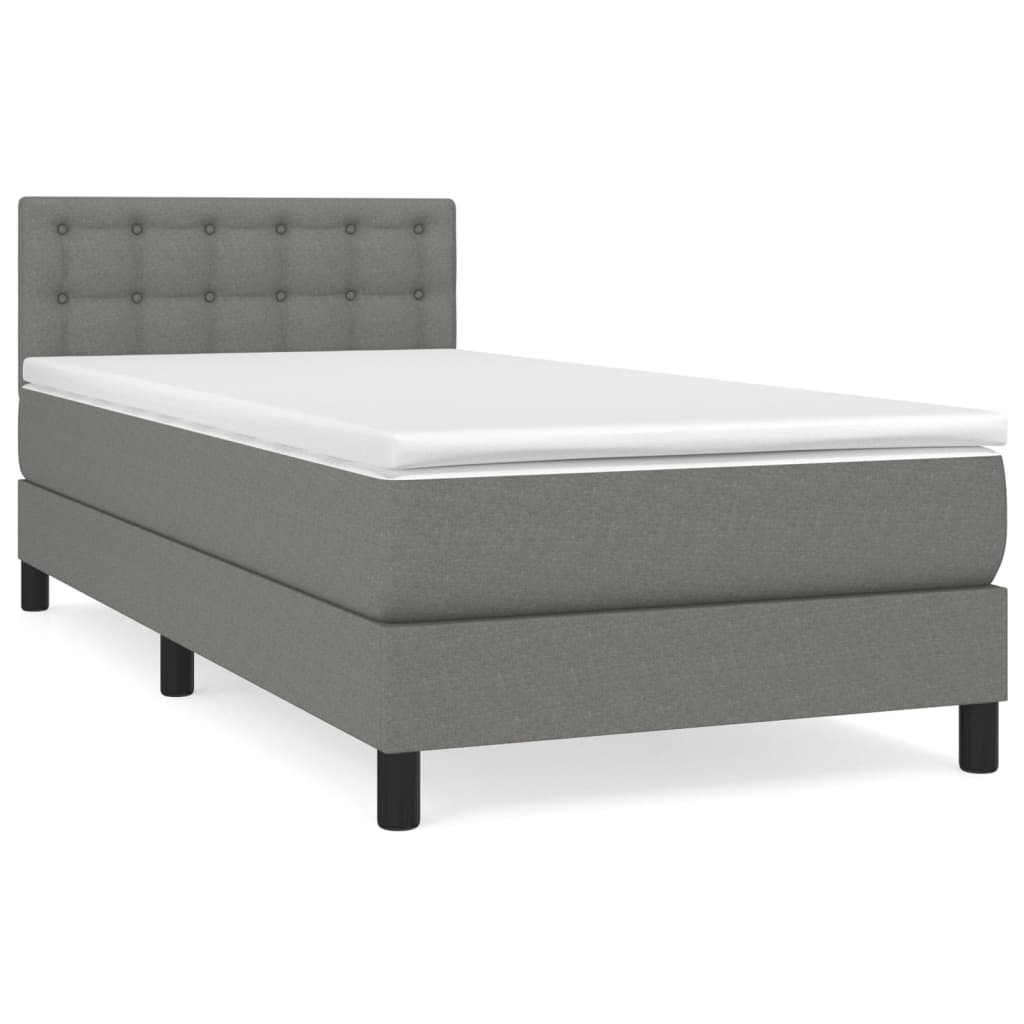 vidaXL Cama com molas/colchão 80x200 cm tecido cinzento-escuro