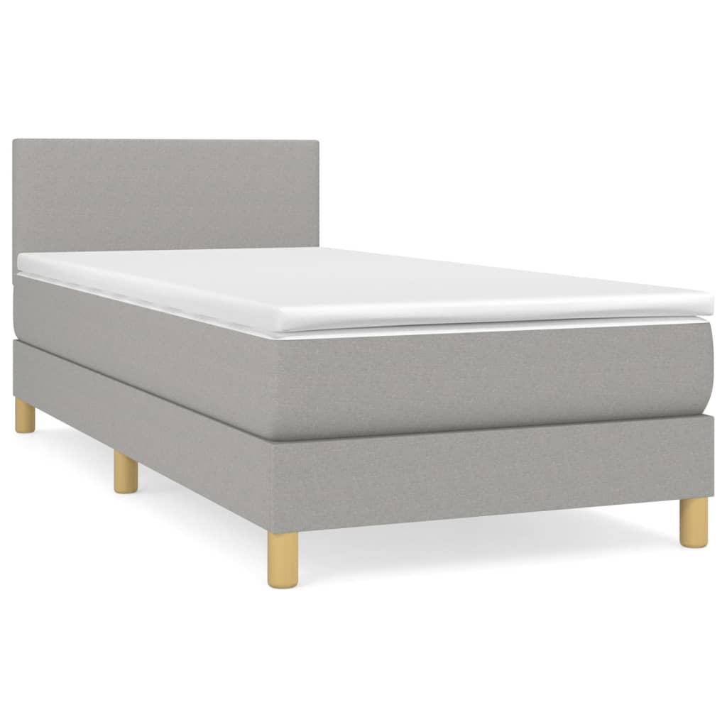 vidaXL Cama com molas/colchão 90x190 cm tecido cinzento-claro