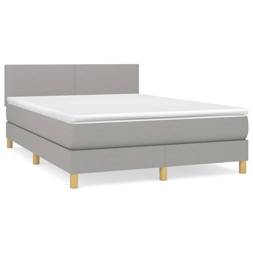 vidaXL Cama com molas/colchão 140x200 cm tecido cinzento-claro