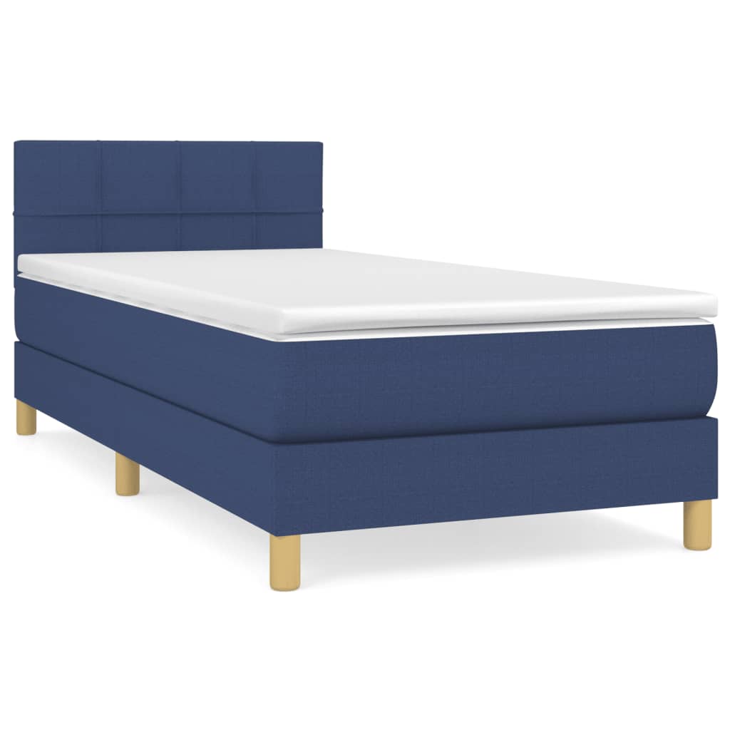 vidaXL Cama com molas/colchão 80x200 cm tecido azul