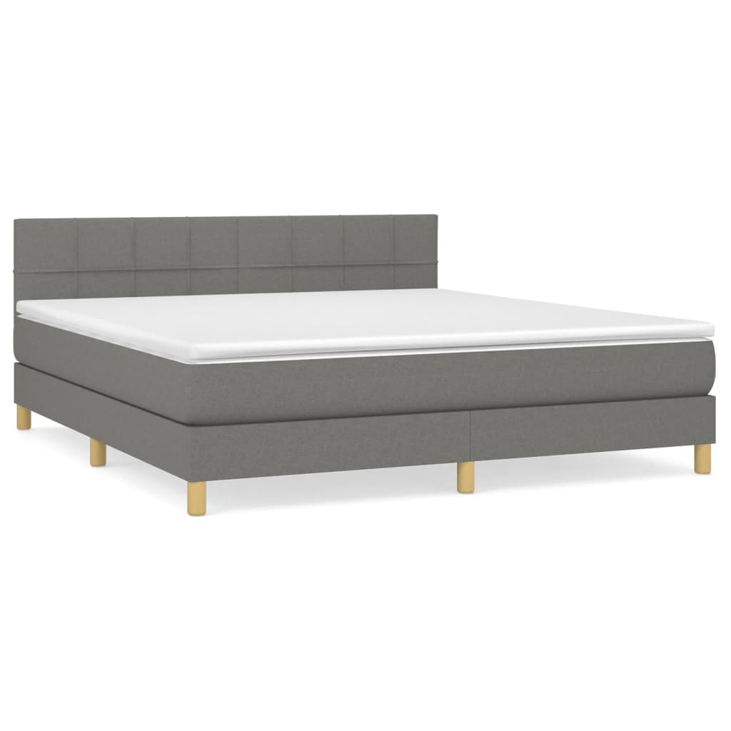 vidaXL Cama com molas/colchão 160x200 cm tecido cinzento-escuro