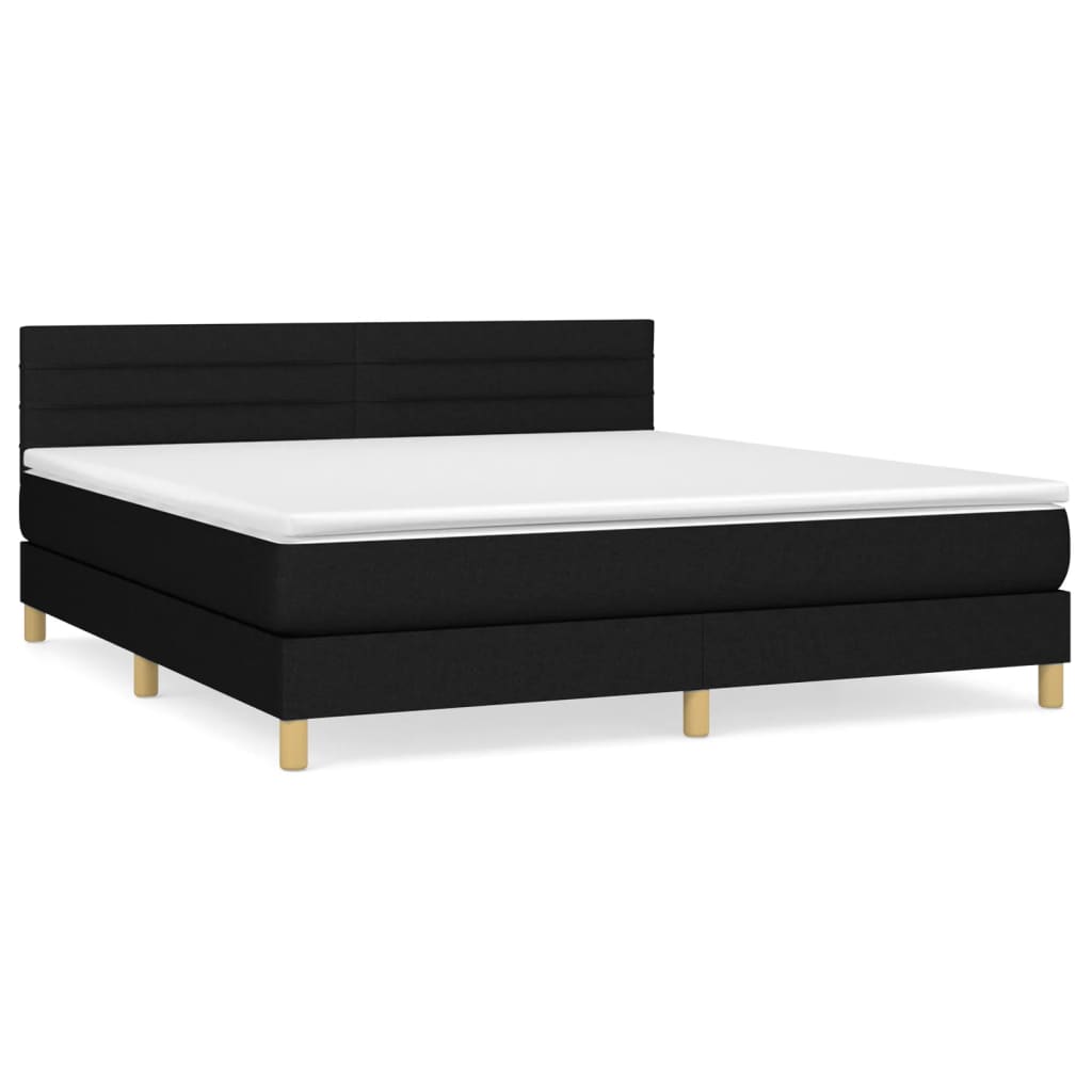 vidaXL Cama com molas/colchão 160x200 cm tecido preto