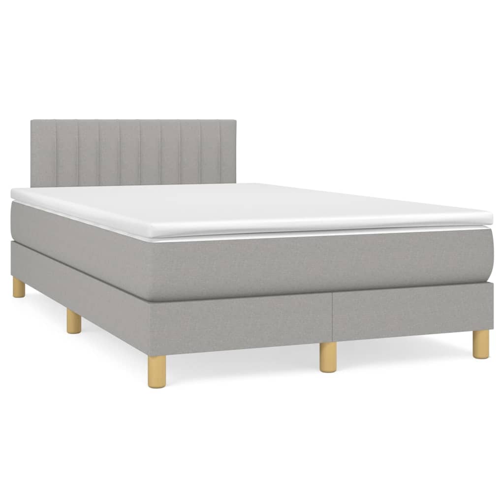 vidaXL Cama com molas/colchão 120x200 cm tecido cinza-claro