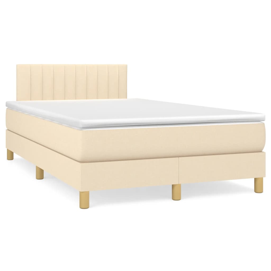 vidaXL Cama com molas/colchão 120x200 cm tecido cor creme