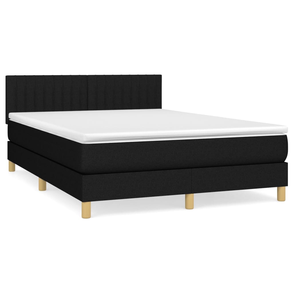 vidaXL Cama com molas/colchão 140x200 cm tecido preto