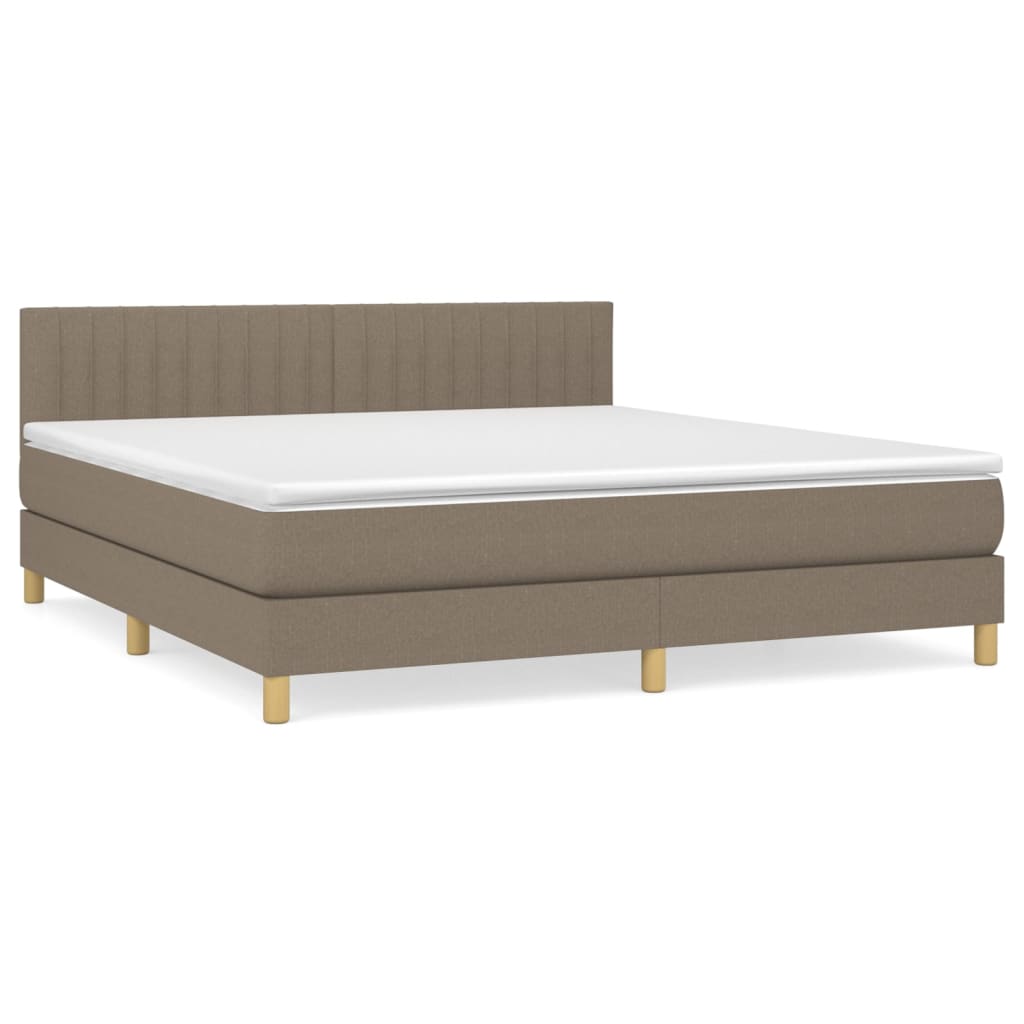 vidaXL Cama com molas/colchão 160x200 cm tecido castanho-acinzentado