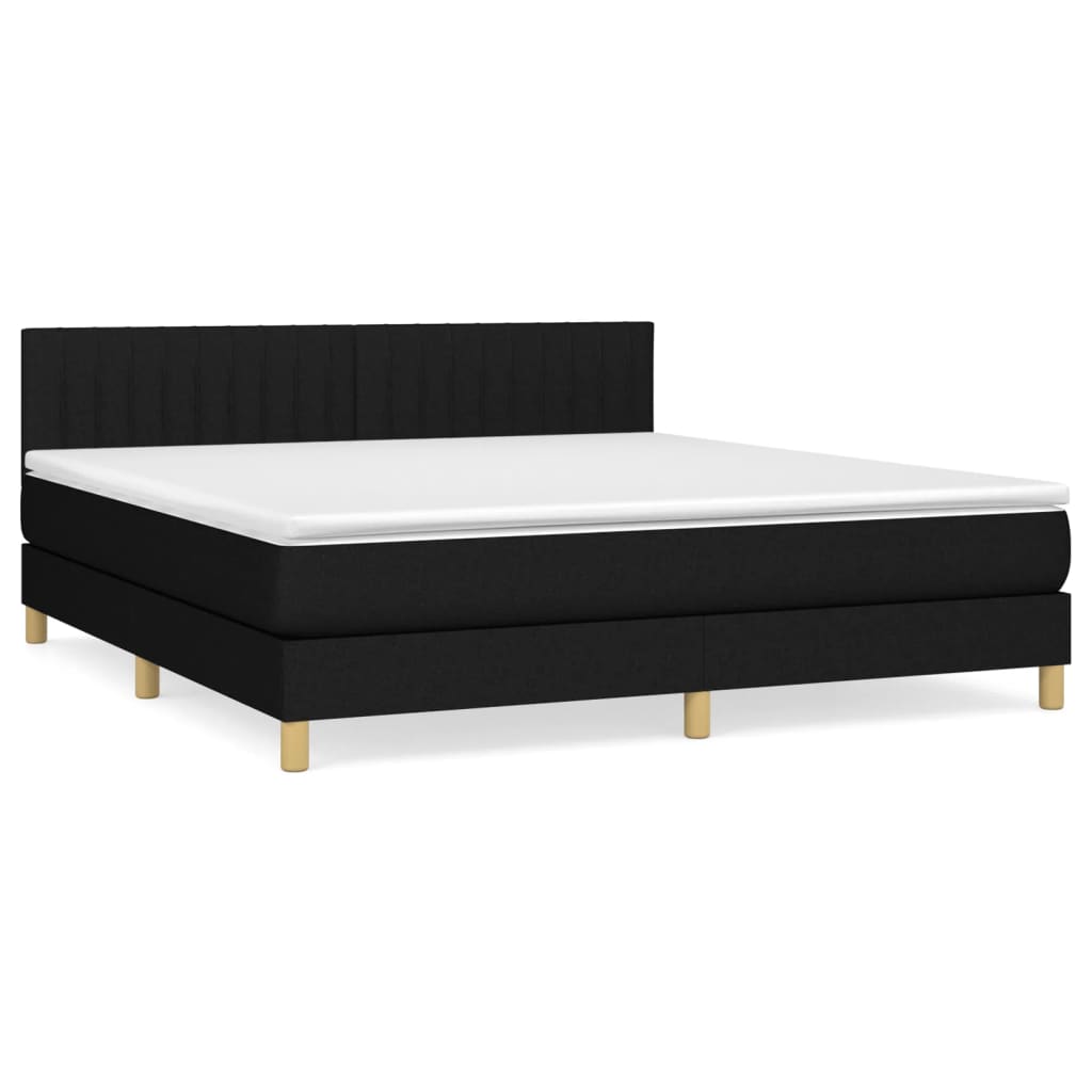 vidaXL Cama com molas/colchão 180x200 cm tecido preto
