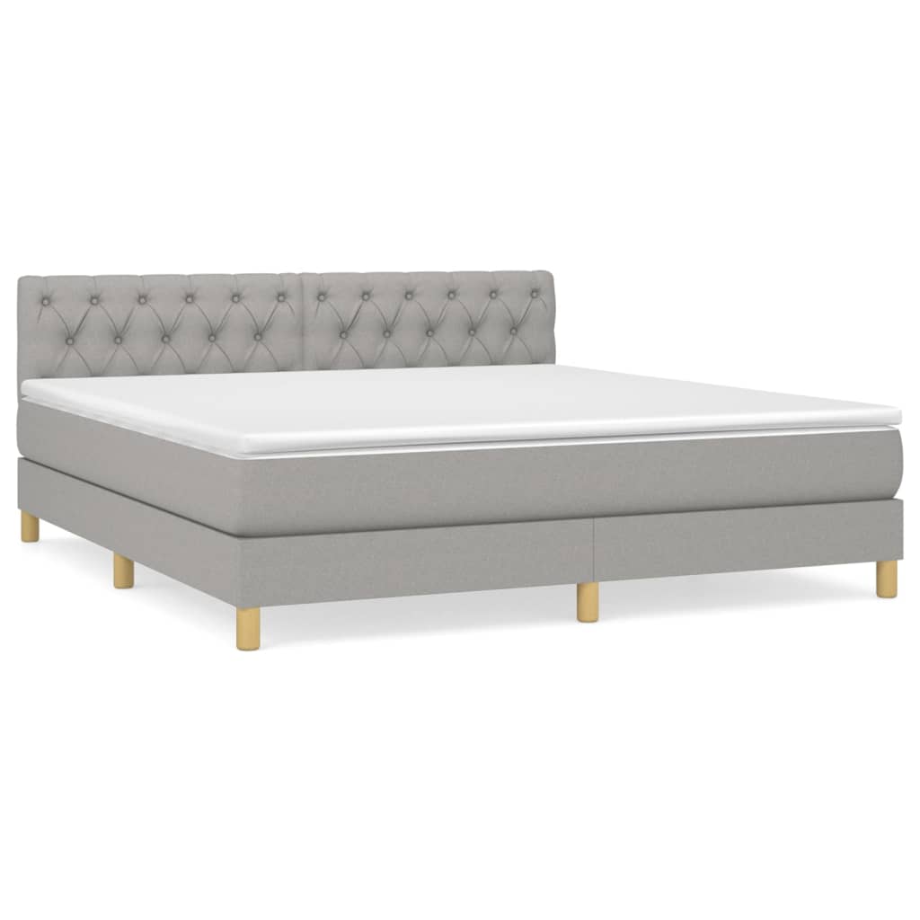 vidaXL Cama com molas/colchão 160x200 cm tecido cinzento-claro