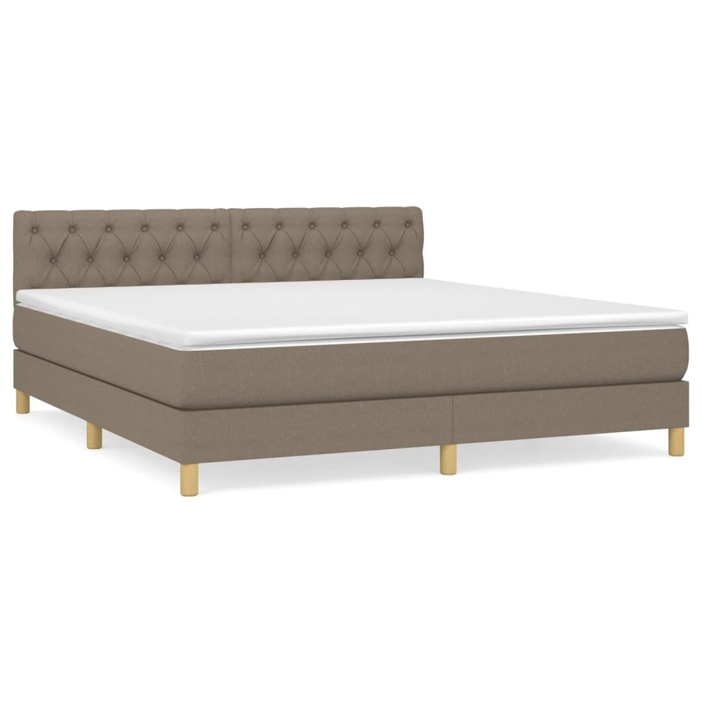 vidaXL Cama com molas/colchão 160x200 cm tecido castanho-acinzentado
