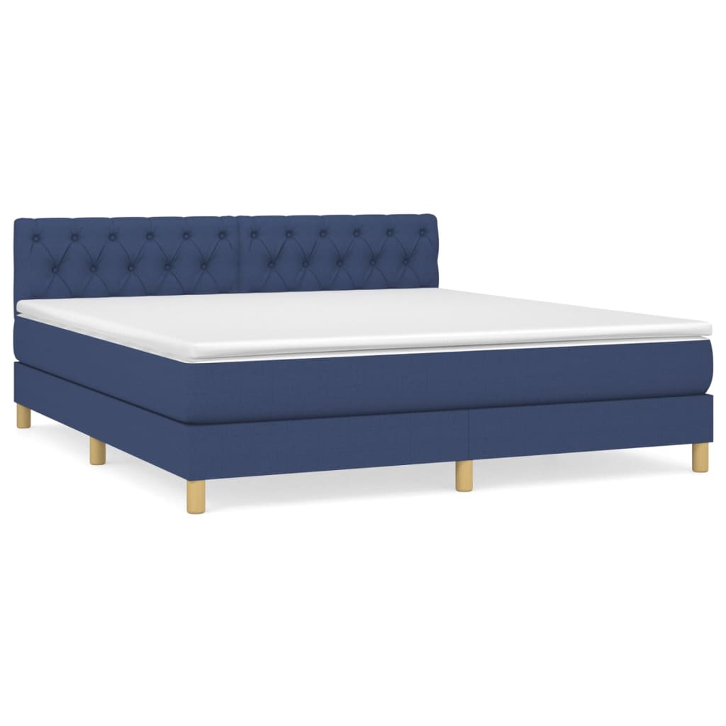 vidaXL Cama com molas/colchão 160x200 cm tecido azul