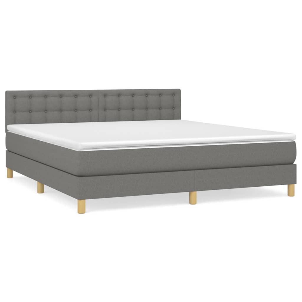vidaXL Cama com molas/colchão 160x200 cm tecido cinzento-escuro