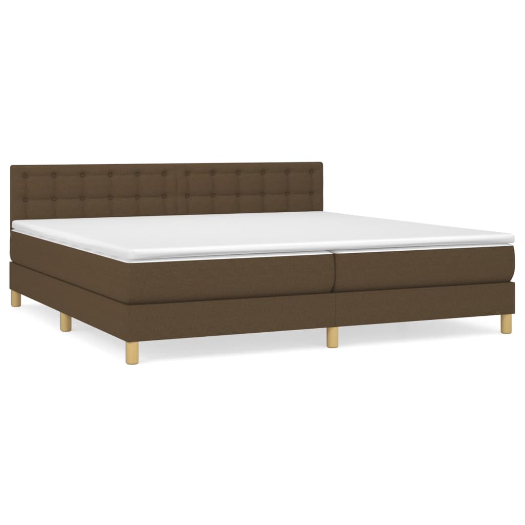 vidaXL Cama com molas/colchão 200x200 cm tecido castanho-escuro