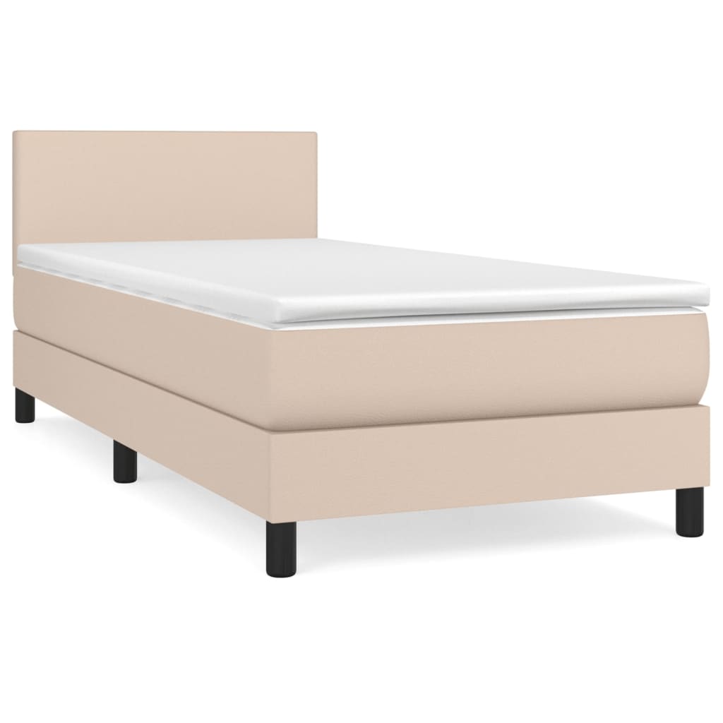 vidaXL Cama com molas/colchão 80x200 cm couro artificial cappuccino